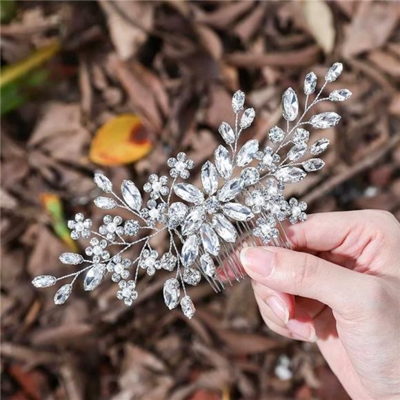 Flower Crystal Wedding Hair Comb - Elegant Pearl Bridal Accessories - Picture 4 of 6